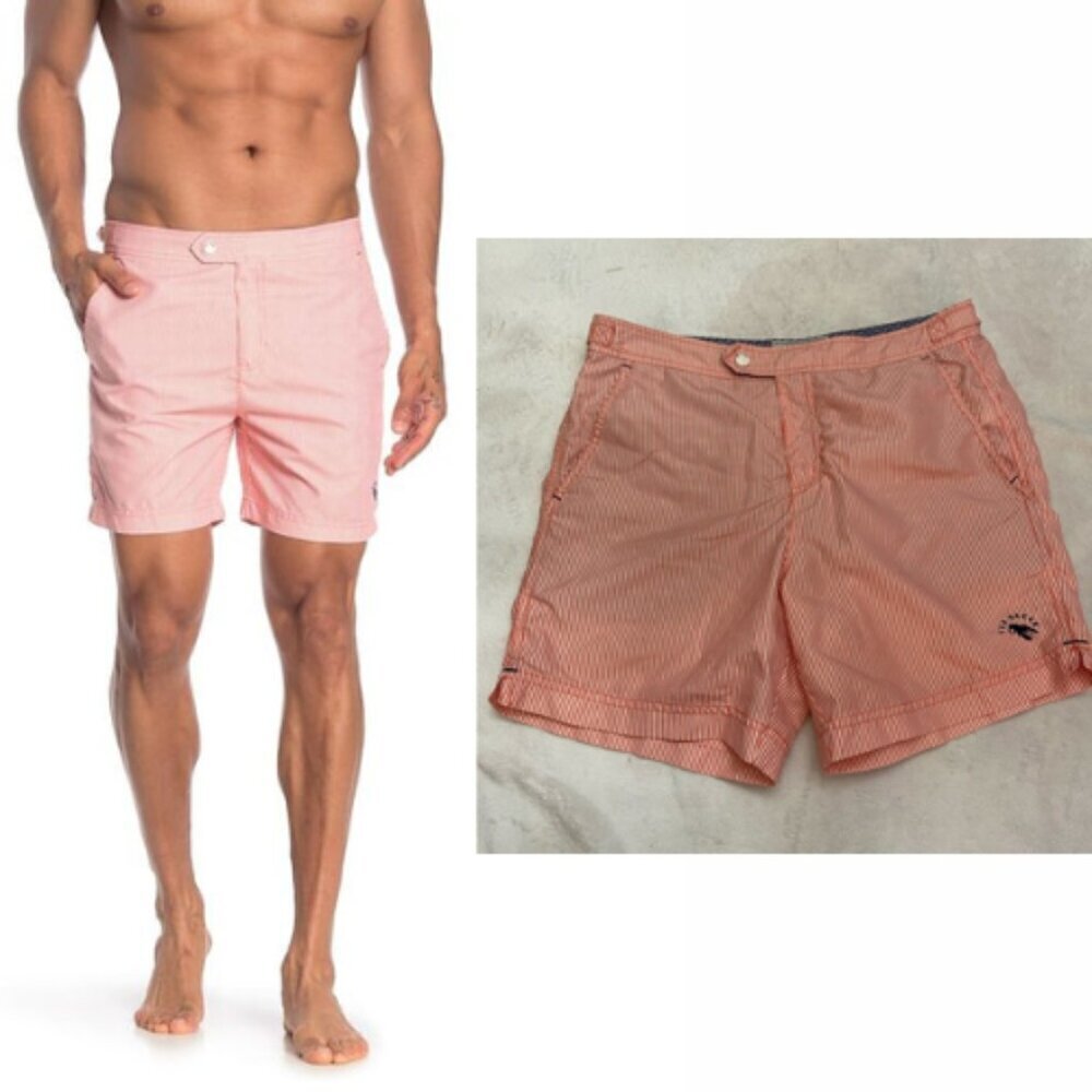Ted Baker Geswork Swim Trunks Striped Orange White 28754